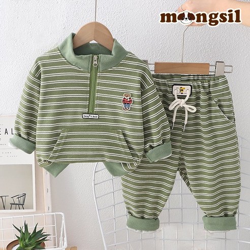 몽실이 스트라이프 반집업 트레이닝 상하복