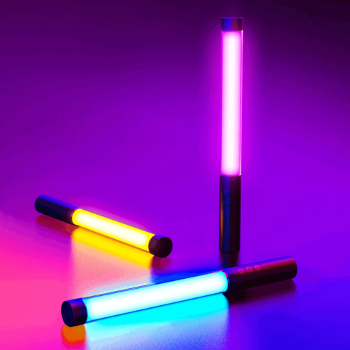RGB LED 휴대용 촬영용 조명 램프 스틱 라이트 충전식, 검정 30cm 풀 라이트 다이내믹 라이트