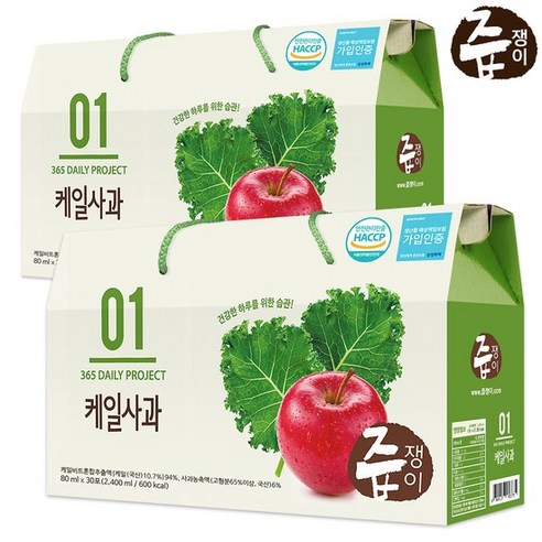 즙쟁이 즙쟁이 케일사과즙 2박스 60포, 80ml, 2개 즙쟁이석류즙100포