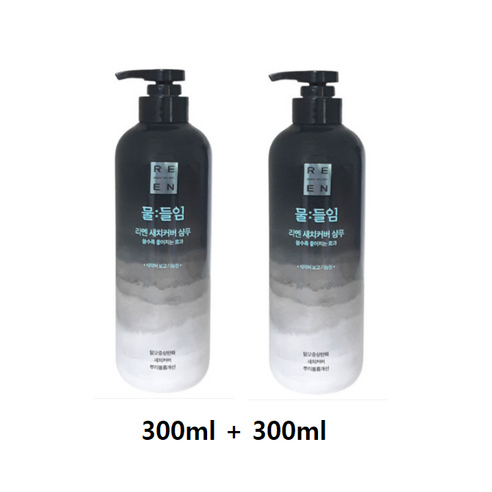 LG생활건강 리엔 물들임 새치커버 샴푸 300ml+300ml, 흑갈색