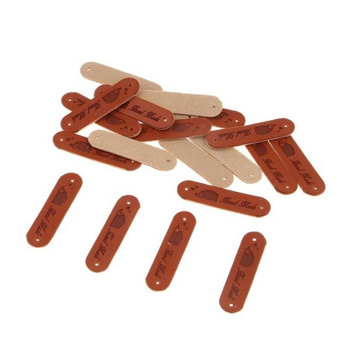 20pcs PU 가죽 라벨 수제 양각 라벨, 고슴도치