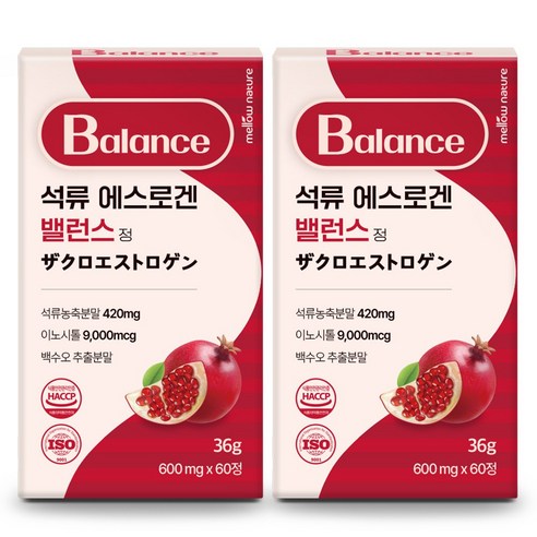 멜로우네이쳐 석류 에스 로겐 밸런스 정 이노시톨까지 함유, 2개, 60정