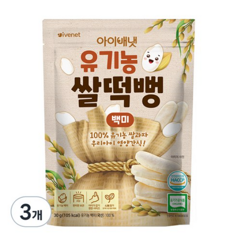 아이배냇 유아용 유기농 쌀떡뻥 30g, 33개, 백미