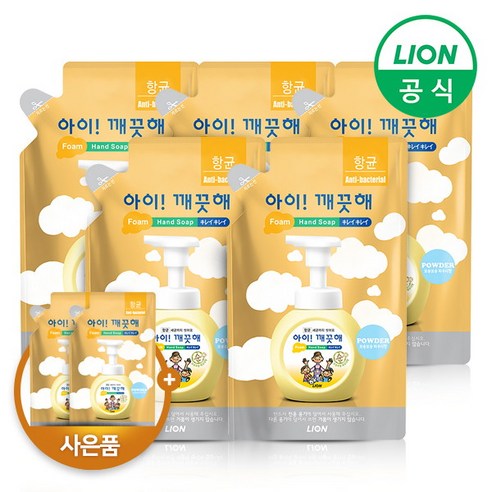 [LION] 아이깨끗해 거품형 대용량 리필 순, 5개, 450ml