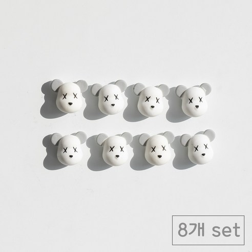 84x84 인테리어 냉장고 자석 마그넷, 화이트xx곰돌이8p