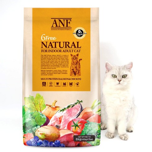 ANF 식스 프리 인도어 어덜트 고양이 사료, 6kg, 1개