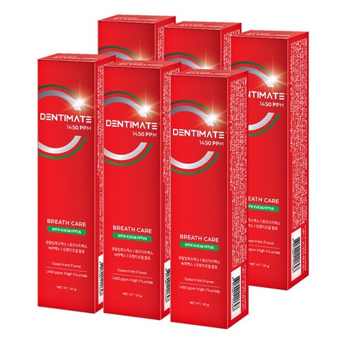 크리오 덴티메이트 1450 고불소 유칼리 구취케어 치약 스피아민트향, 150g, 6개