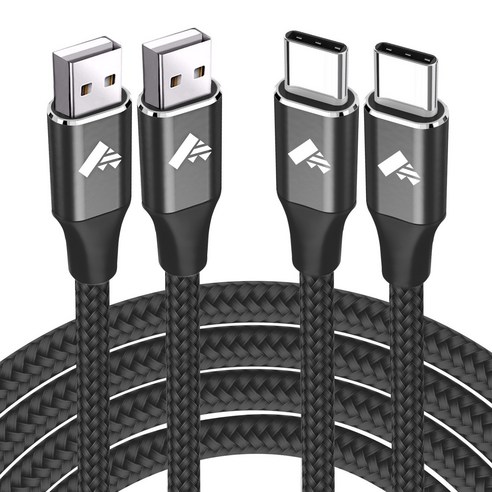 아이오네우스 USB to C타입 3A 고속 충전 데이터 전송 케이블 RE-CB-DT, 2개, 검은색, 3m