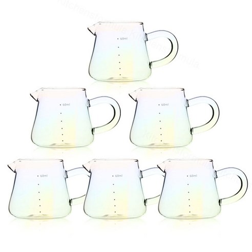 Bestra 내열유리 눈금형 밀크저그 시럽잔, 오로라 60ml, 6개