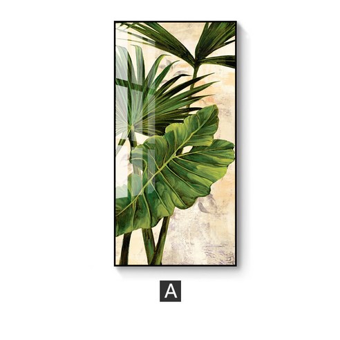 동남아시아 식물 종려잎 장식화, 스타일A, 블랙, 40x80cm