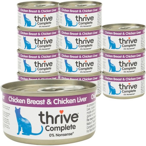 쓰라이브 컴플리트 그레인프리 고양이 주식캔, 닭+오메가3, 75g, 12개
