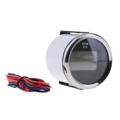 Ursmart 마린 보트 용 52mm 2 "디지털 디스플레이 타코미터 게이지, 블랙 크롬, 설명