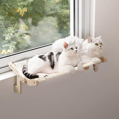 카무라라 고양이 창문 창틀 해먹, 대형 아이보리 캔버스, 1개