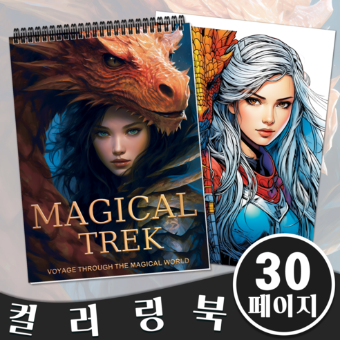 마법 같은 여행 테마 어른 색칠공부 컬러링북 고급 색칠하기 책 색칠 그림책 취미생활 컬러링 아트 활동 스트레스 해소 색칠하기 성인용 컬링북, MAGICAL TREK
