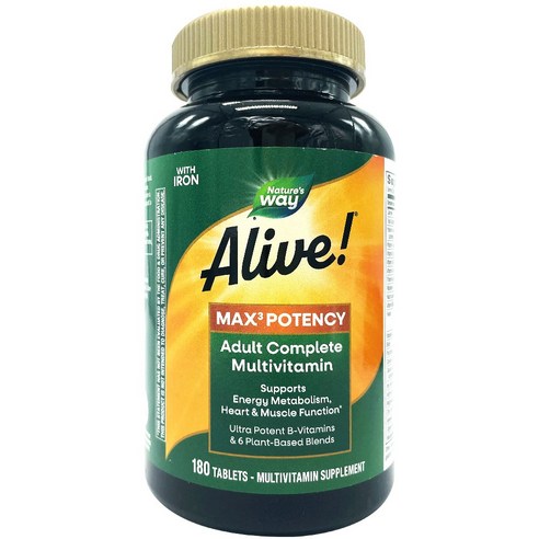 Nature's Way 네이쳐스웨이 얼라이브 맥스3 포텐시 멀티비타민 (철분함유)180정, 180정, 1개