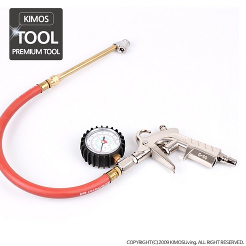 (KIMOS)타이어게이지 양면형 에어호스 에어게이지, 1개