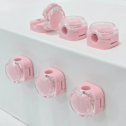 쥬롬 원형 마그네틱 케이블 홀더 usb 선정리 6p, 6개, 핑크