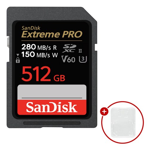 샌디스크 익스트림 프로 SD메모리카드 SDXEP Extreme PRO UHS-II + SD카드 케이스, 1개, 512GB
