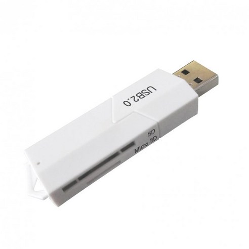 SD/SDHC/SDXC // 마 이 크 로 SDHC 카 드 를 위 한 USB 2.0 휴 대 용 카 드 리 더, 화이트, 65x20x12mm, 플라스틱