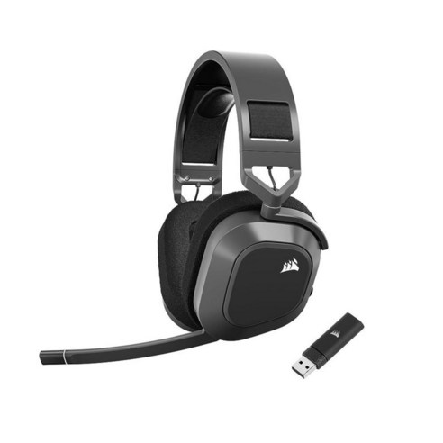 Corsair HS80 RGB USB 프리미엄 게이밍 헤드셋 돌비 오디오 카본 커세어, Wireless with Bluetooth_Gray, 02.Gray