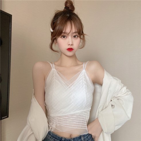 DFMEI 여름 민소매 반팔 티셔츠 프렌치 레이스 나시