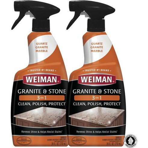 Weiman Granite 주방 대리석 클리너 Polish and Protect 3in1 2팩, 24 Fl Oz (2팩), 2개, 710ml