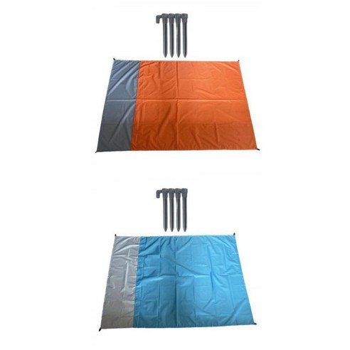 캠핑 하이킹을위한 2Pcs 접이식 캠핑 매트 매트리스, 오렌지 라이트 블루, 폴리에스터