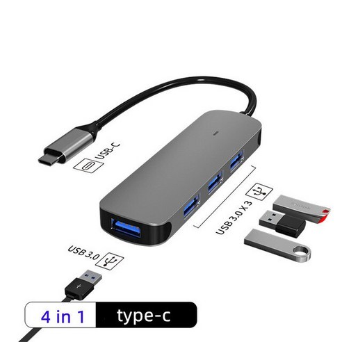 도킹스테이션 맥북 프로 에어용 고속 USB C 허브 모바일 컴퓨터 도크 스테이션 분배기 확장기 변환기 4 포트 30