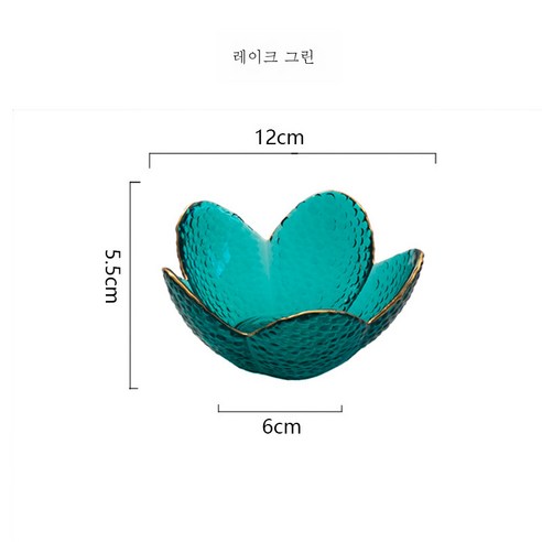 DFMEI 프놈펜 샐러드 볼 망치무늬 투명 유리볼 거실 가정용 과일볼 과반식기입니다., DFMEI 연꽃 그릇 중간 호수 그린 페인팅 골드