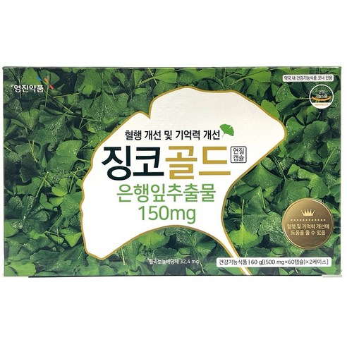 영진 징코 골드 은행잎 추출물 150mg 징코 혈행 기억력 개선에 도움, 1개, 120정