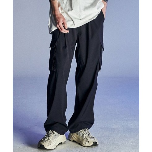 낫포너드 Wide String Cargo Slacks Pants Navy