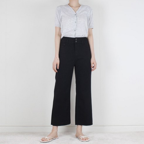 마켓메이트 하이웨스트 청바지 블랙 와이드 데님 부츠컷 진