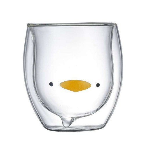 다나에 높은 붕규산 유리 이중층 컵 투명 절연 커피 컵, 오리 새끼, 201-300ml