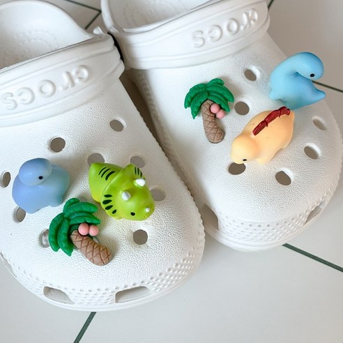 나만의 개성을 담아내는 특별한 공간, 동글 공룡 입체 야자수 신발 실내화 파츠 세트 모음 입체지비츠