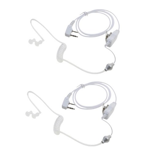 Kenwood Baofeng 888 용 2 팩 은밀한 음향 튜브 이어 피스 PTT 인후 마이크, 1.2m, 플라스틱, 화이트