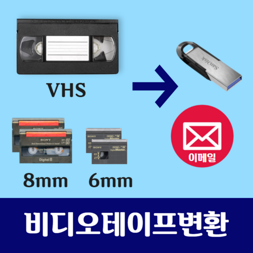 비디오테이프변환 VHS 8mm 6mm USB - 이메일 파일변환 복원