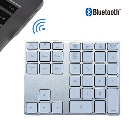 Jelly Comb-무선 충전식 숫자 키패드 블루투스 키패드 태블릿 노트북 회계용 디지털 키보드, Silver