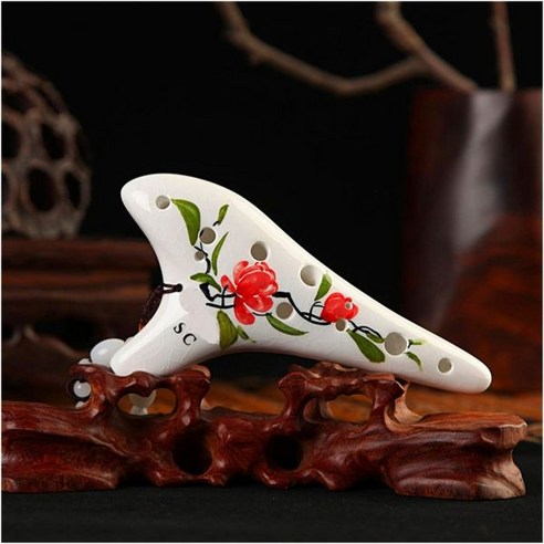 포크 (컬러 소프라노 G)와 함께 사용 가능한 오카리나 교육용 도자기 버튼 악기 피콜로 12홀 플루트 백 알토 C소프라노 CG 오르프 오카린스 Alto C