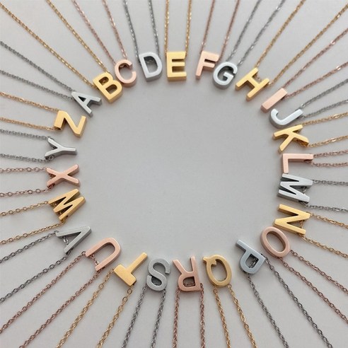심플 레이어드 스틸 알파벳 이니셜 목걸이 – 위즈래빗 써지컬, 성인 여성용, 각인 가능 우정목걸이