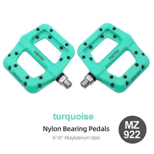 MZYRH-초경량 씰 베어링 자전거 페달 사이클링 나일론 로드 bmx Mtb 페달 플랫 플랫폼 자전거 부품 액세서리, MZ922turquoise, 하나