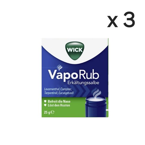 유럽 빅스 베이포럽 연고 25g 3개세트 축구 오인트먼트 Wick Vapo Rub salbe 25g 3set, 3개