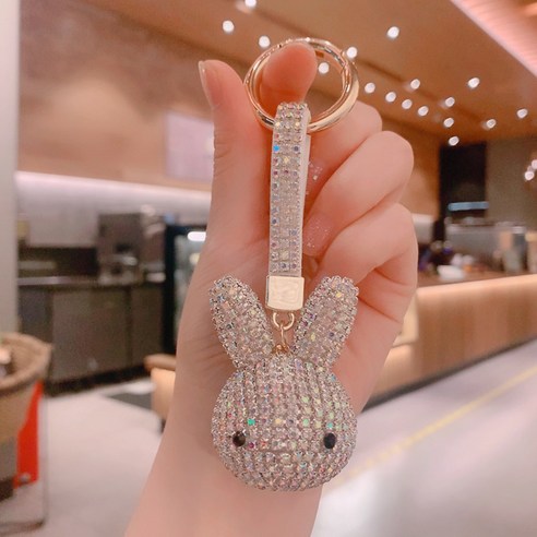 한국 아이디어 다이아몬드 열쇠 단추 토끼 열쇠 단추 붙이다 다이아몬드 액세서리 패션 차용 열쇠 링 여자 선물, 복권