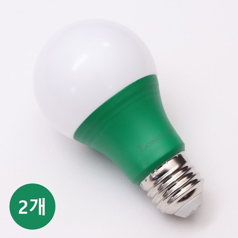 LONG 컬러 전구 8W LED e26, 2개, 녹색빛