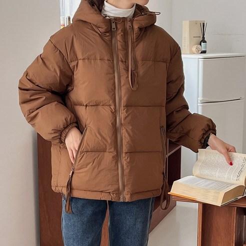 여성 겨울 오리털 다운 후드 패딩 점퍼 하프 덕다운