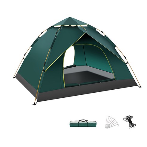 FASEN 원터치 텐트, 200*200*135(3-4인), 3, 클래식 녹색