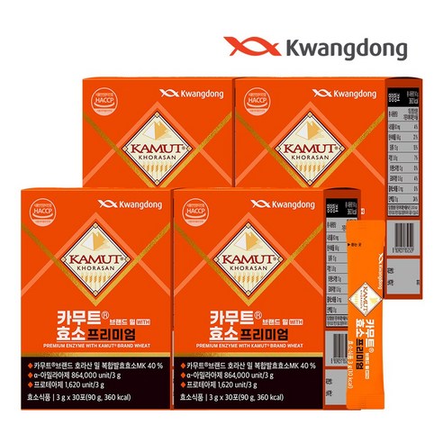 광동 카무트 효소 정품 카무트R 브랜드 밀 WITH 효소 프리미엄 고소한 곡물맛, 4개, 30포