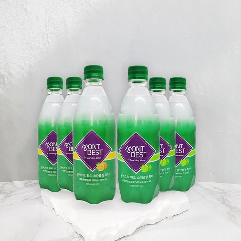 몽베스트 스파클링 워터 탄산수 500ml 레몬 3개+라임 3개 국산탄산수