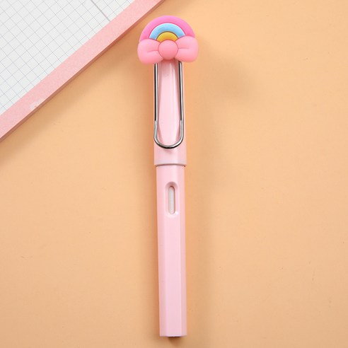 PA039 캐릭터 만년연필 지우개 무한 오래쓰는 귀요미 단체 선물 학생 학용품, 무지개