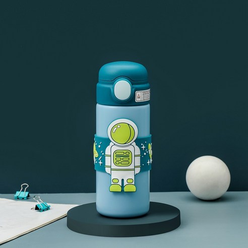 밀짚 컵과 우주 비행사 보온병 컵, 녹색, 500ml