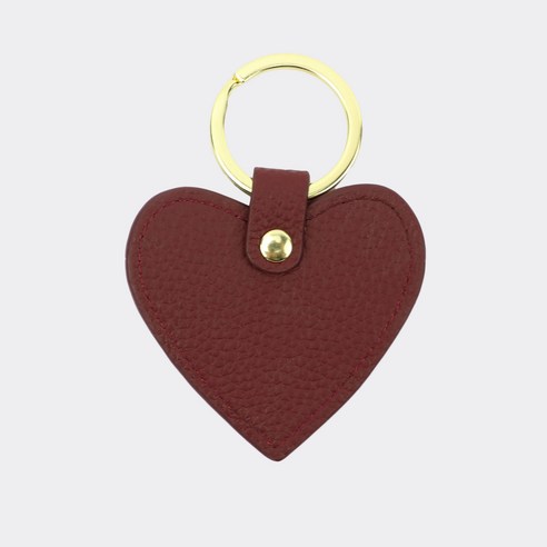 대발 리얼 소가죽 여지 무늬 하트 모양 원형 열쇠고리 코일, 6.5*6cm, 와인 하트